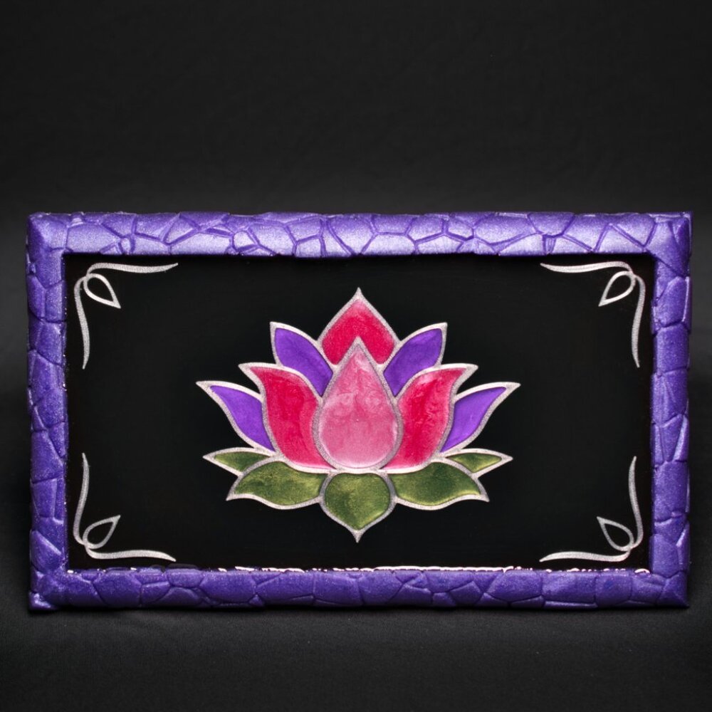 Lotus Blossom Stone Edge Vanity Tray | Perfume Tray | Candle Tray